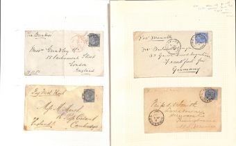 1883-1900 Covers, various QV frankings, including 1883 covers franked 10c to England (2, one with