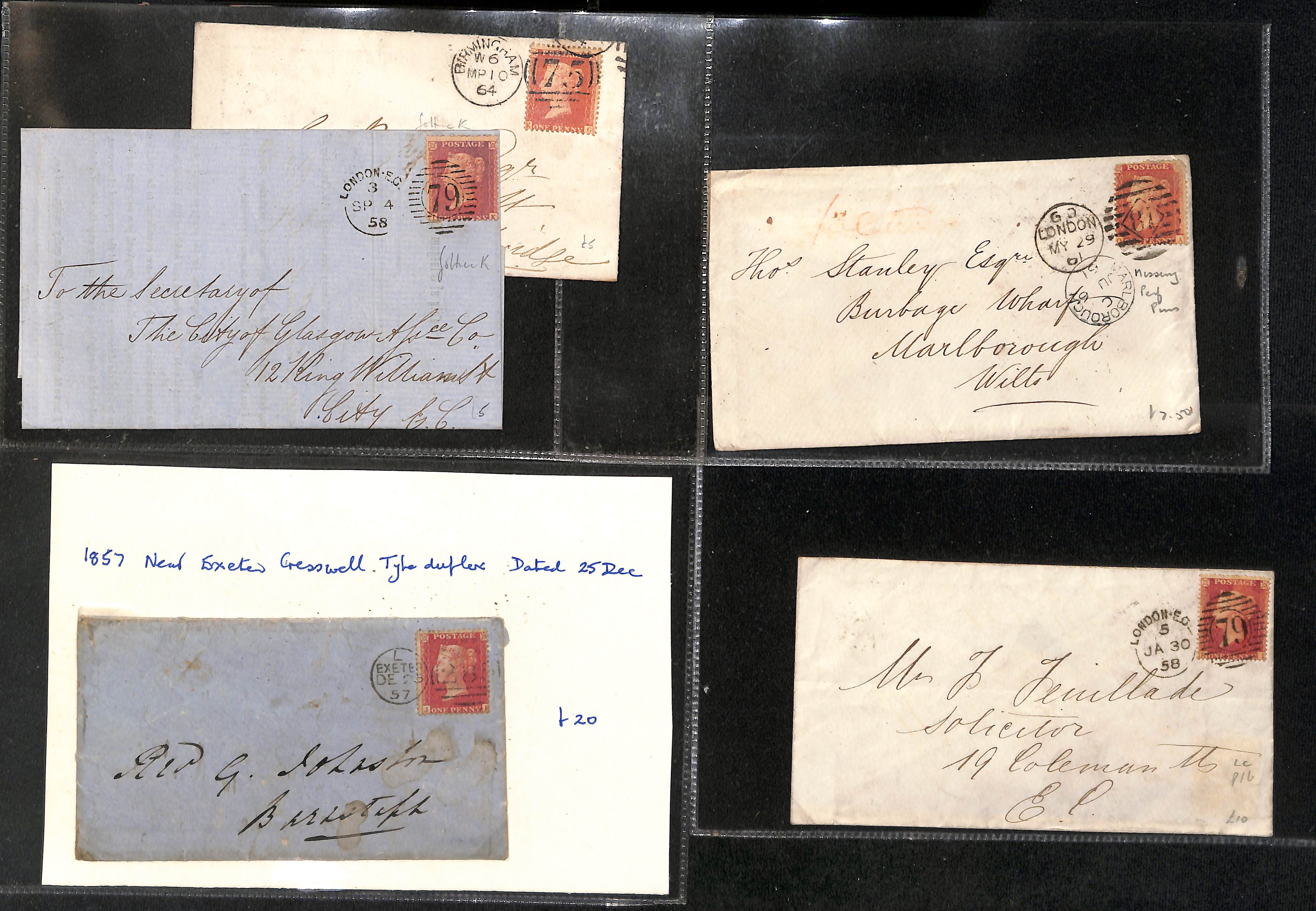 1854-80 Covers with 1d reds, comprising 1854-57 issues on blued paper (56), 1857-63 issues on - Bild 3 aus 5