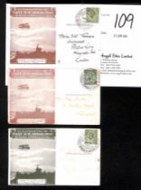 First U.K Aerial Post. 1911 (Sep 11-14) Brown, red brown and green London to Windsor postcards