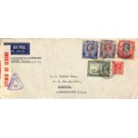 1941 (July 22) Long censored cover from Rangoon to USA inscribed "via Chungking - Hong Kong -