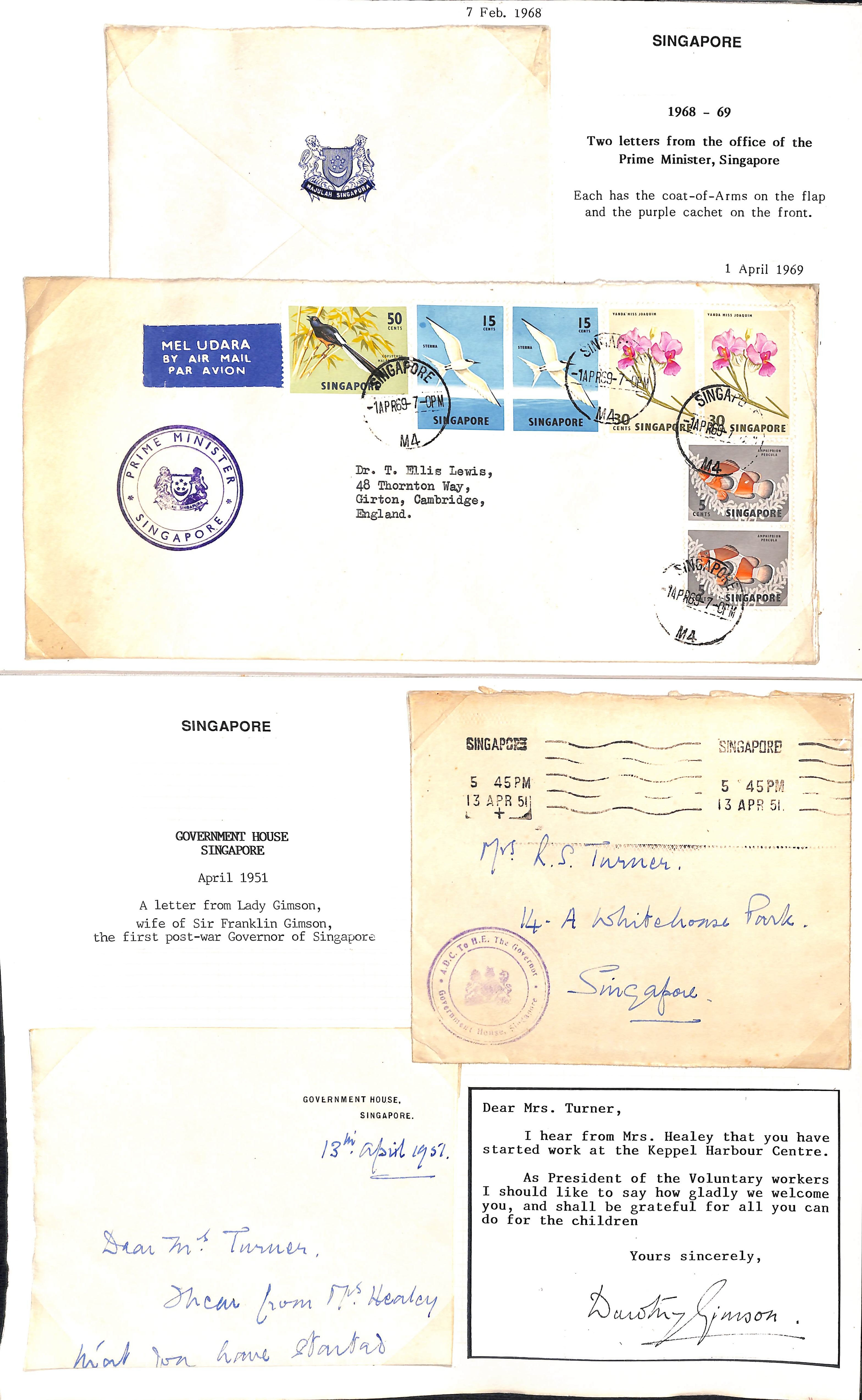 1930-86 Official mail from Singapore, Penang and other Malayan states, mainly stampless, various - Image 11 of 12