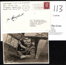 1938 (Mar 9) Jim Broadbent England to Australia solo flight attempt, cover franked 1½d posted in