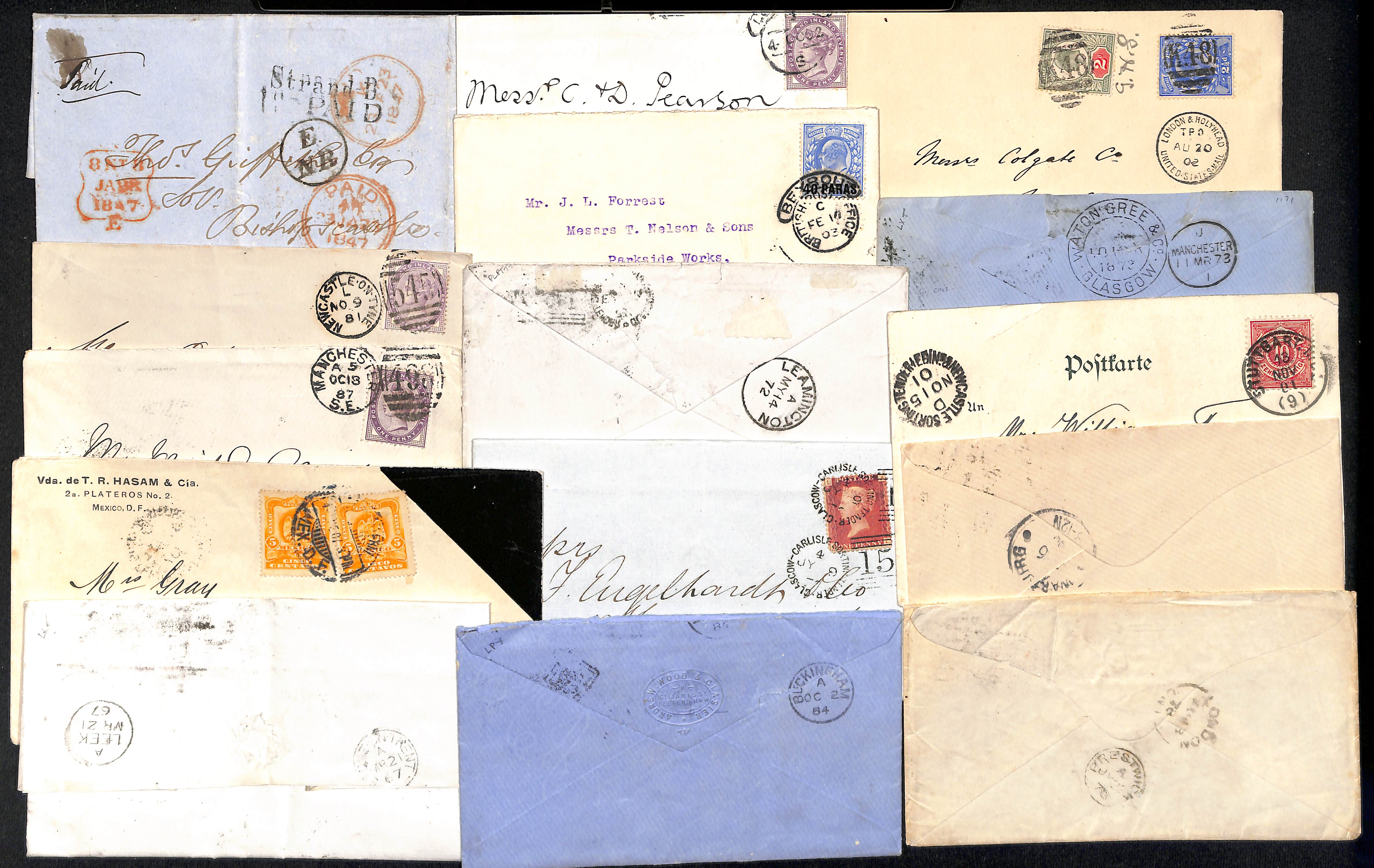 T.P.Os. 1847-1914 Covers and cards with T.P.O cancels or handstamps (44) including 1902 cover to USA