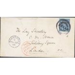 1893 (Aug 23) Cover to Church Missionary House in London franked 2½d, cancelled by "BRASS" undated