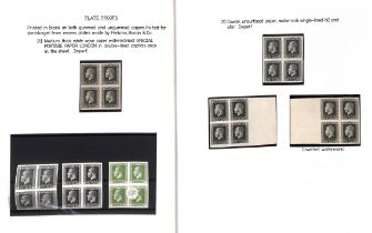 1915-33 KGV Definitives, imperforate plate proof blocks of four in black comprising ½d (2, one