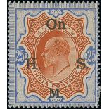 1902-09 KEVII 3p - 25r Set of thirteen, also 1925 KEVII surcharge pair and clandestine double