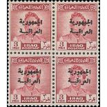 1958-60 Overprints in unmounted blocks of four, comprising 1934-38 issue 1d, 1948-51 issue 1f - 1d