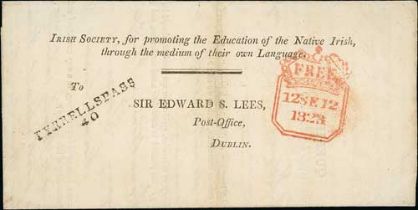 Ireland - Education of Native Irish. 1832 (Sep 12) Printed lettersheet headed "IRISH SOCIETY, for