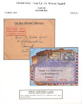 Austria - From Fiji. 1954 (Mar. 10) Fire damaged Air Letter to Austria franked 3d + 6d, enclosed
