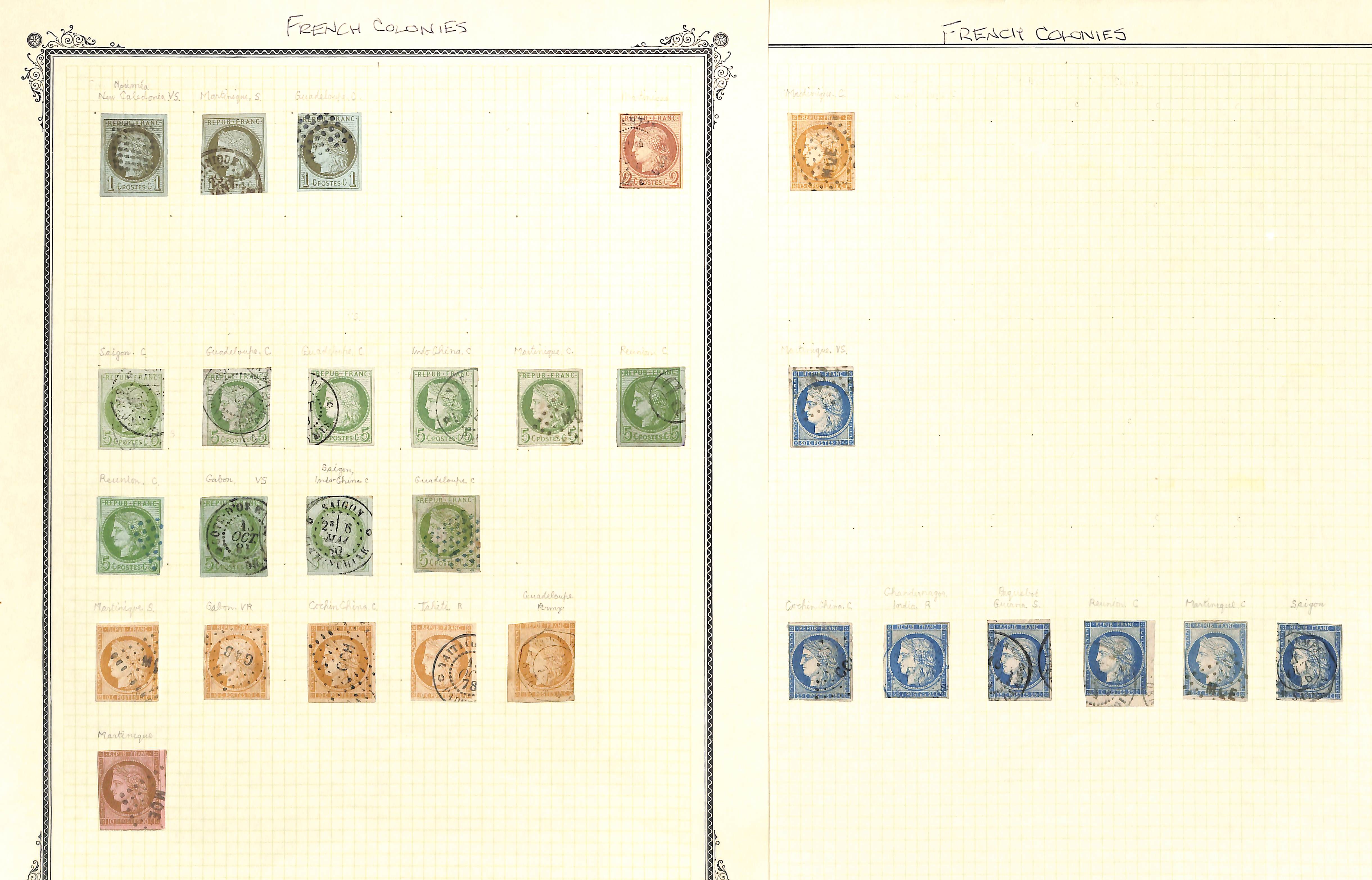 French Colonies. 1859-77 Used issues, collected for the cancellations, various lozenge and c.d.s - Image 4 of 7