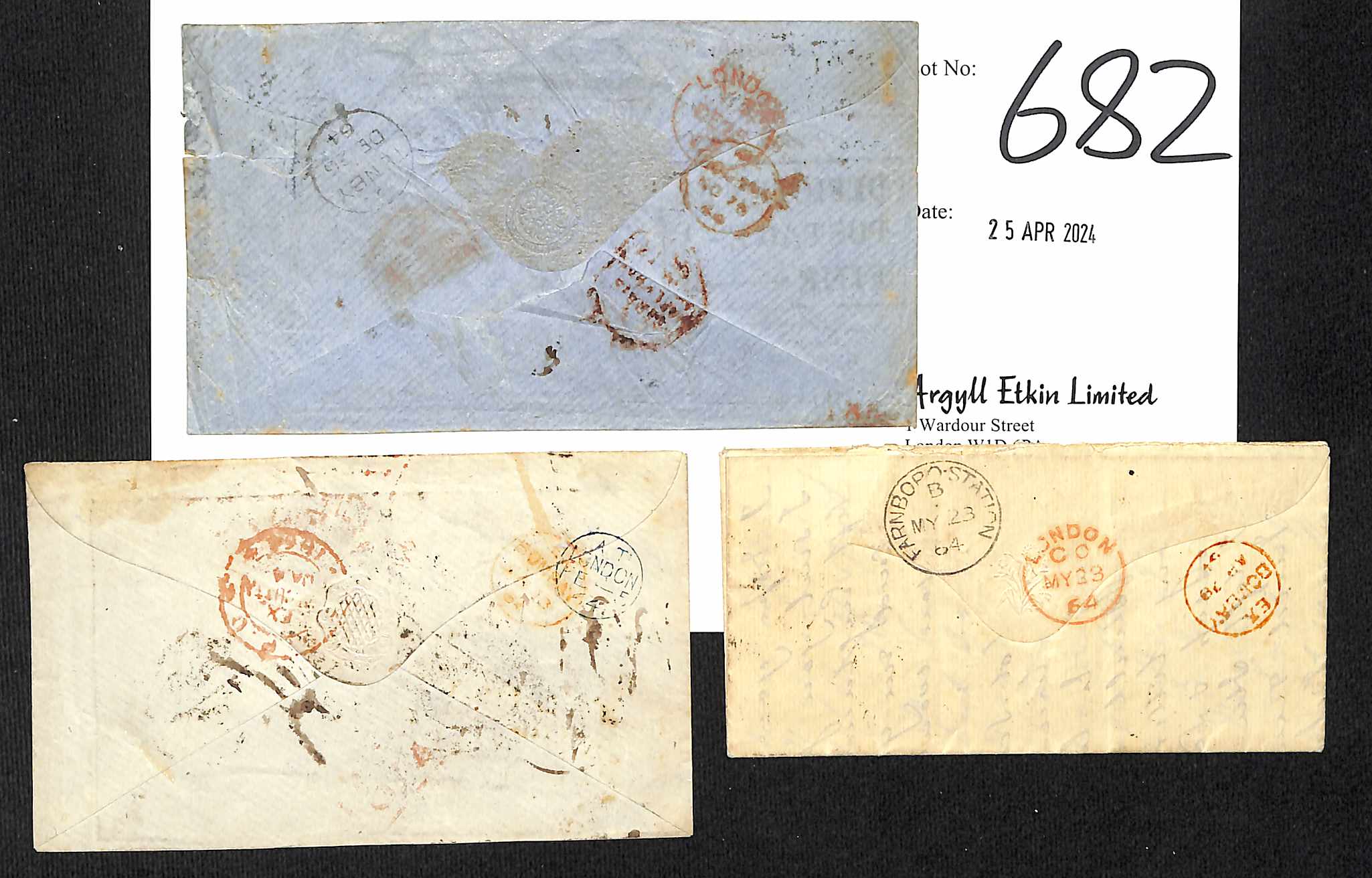 1864 Covers sent via Marseille franked 3a8p or 6a (2, three 2a stamps from Lucknow or 1a pair + 4a - Image 2 of 2