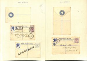 1912-25 KGV 10c Registration envelopes, stamps in blue or ultramarine, comprising size F Specimen,