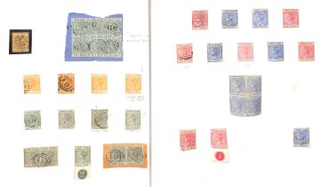 1883-89 Mint and used study, the 1883-84 issues (37) including ½d yellow-buff mint (2, one double