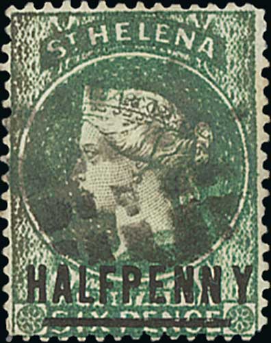 1884 ½d Emerald, variety "N" and "Y" spaced, used with cork cancel, small crease at lower right