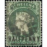 1884 ½d Emerald, variety "N" and "Y" spaced, used with cork cancel, small crease at lower right