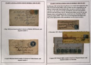 Bombay - Suburban Offices. 1867-68 Covers cancelled by "G.P.O / BOMBAY" duplexs with a number in a