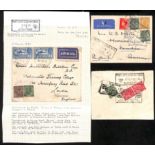 1935-36 Covers from India to England all with boxed "TOO LATE FOR AIR MAIL" datestamps for Cawnpore,