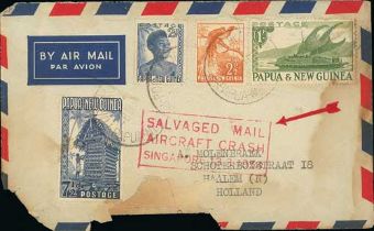 Netherlands - From Papua New Guinea. 1954 (Mar. 8) Cover to Holland franked 2/- with handstruck