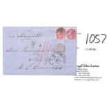 1864 (Oct 21) Entire letter to New York franked 8a carmine pair each cancelled octagonal "B/172",
