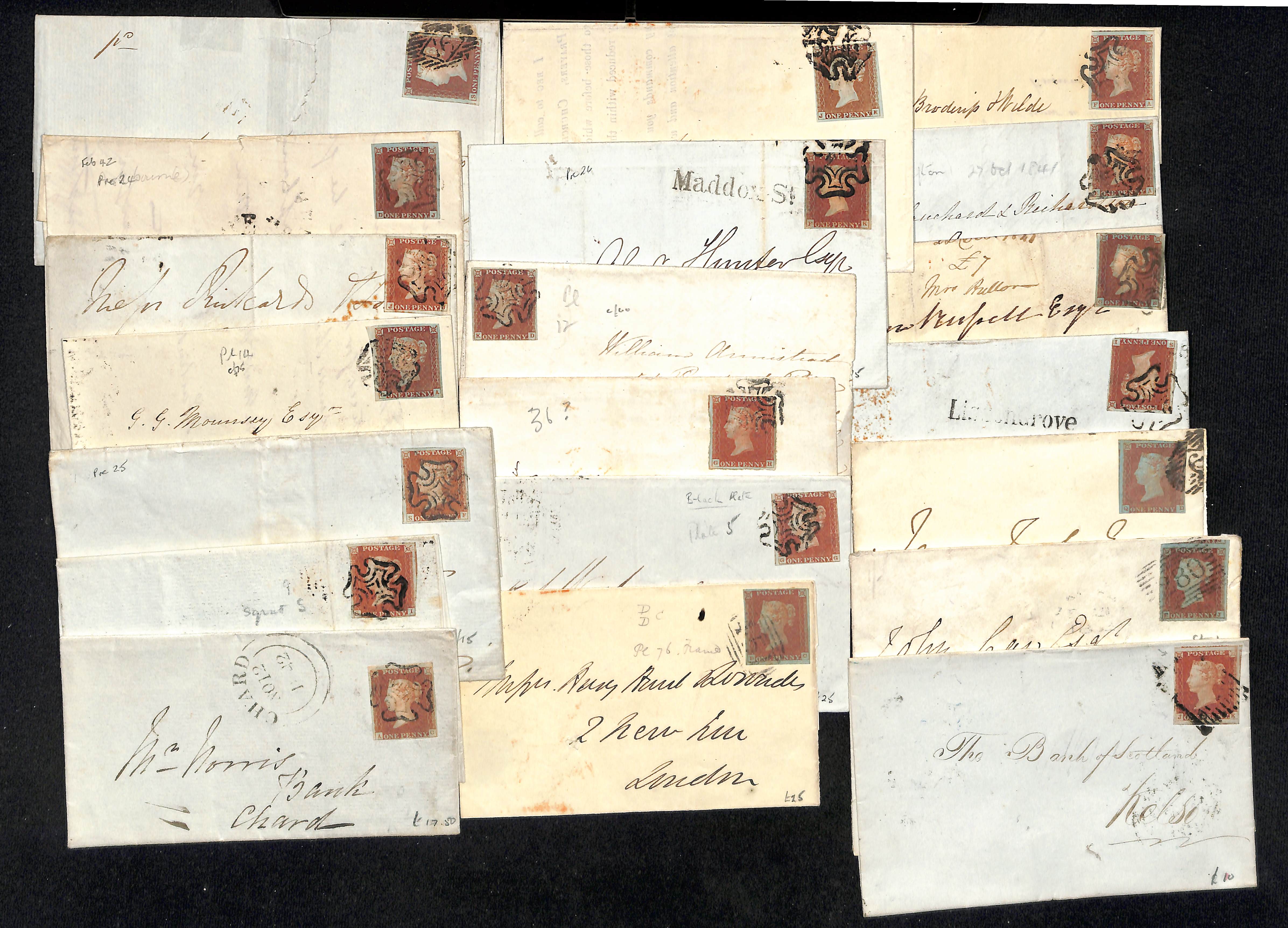 1841-53 Covers and entires bearing imperf 1d reds, including Maltese Cross cancels (17), also 1d - Image 2 of 6