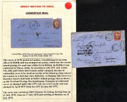 1872-78 Covers sent within G.B, to army or naval officers correctly franked 1d, then redirected to