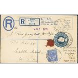 Raffles Institution. 1935 (Apr 2) 10c Size F registration envelope franked 12c, with three strikes