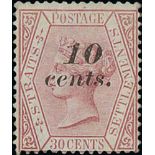 1880-81 10c Surcharges on 6c, 12c (both shades) and 30c, fine mint. S.G. 44/6, £890. (4). Photo on
