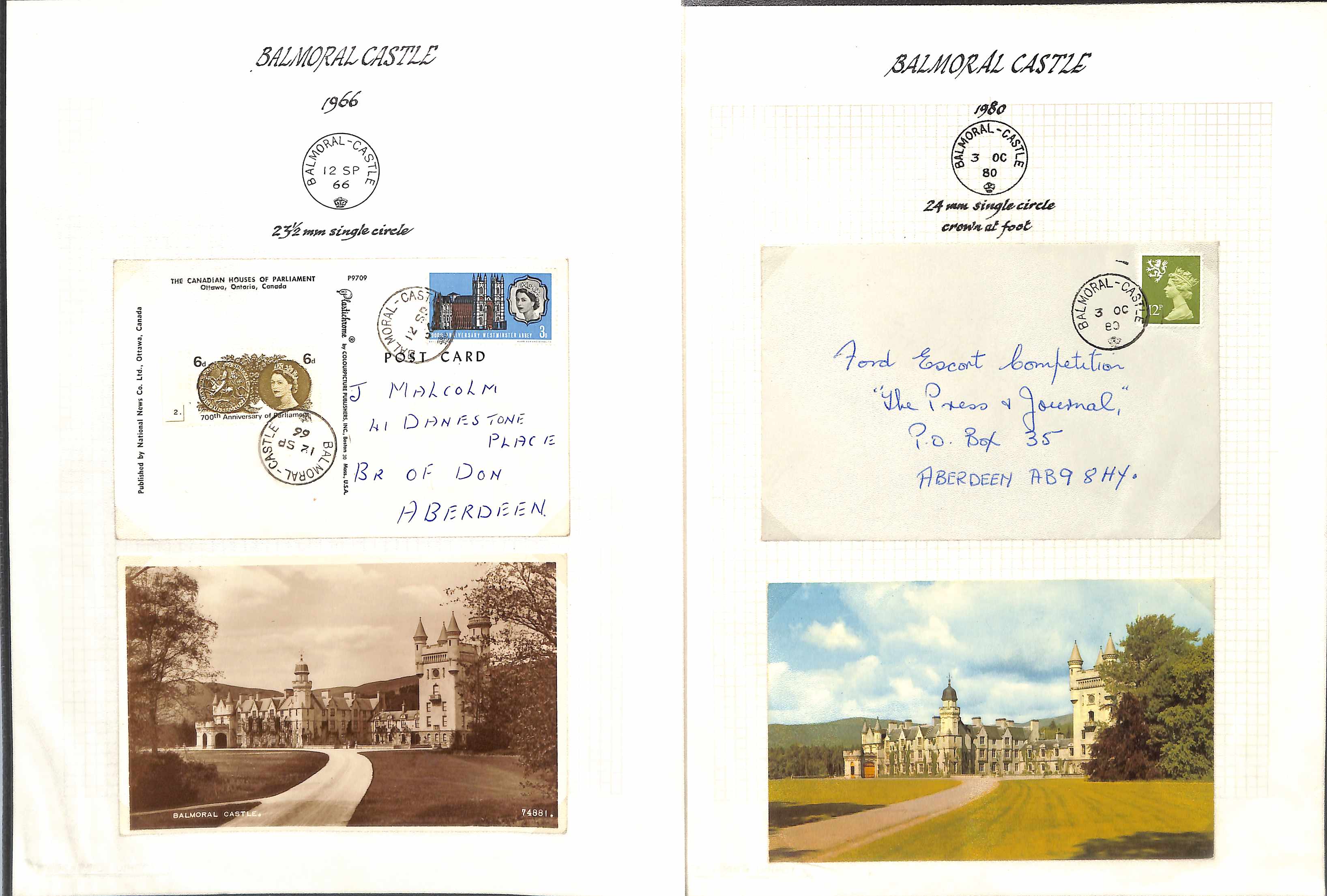 Balmoral Castle. 1894-2002 Covers and cards with circular datestamps of Balmoral Castle (52, some on - Image 12 of 15