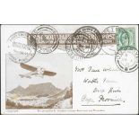 1911 (Dec 30) Kenilworth to Muizenberg second flight, pictorial Aerial Post card posted from Cape