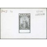 1914 Master Die Proof, as used for the 5/- and £1 stamps, in black on white glazed card, dated "June