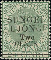 1891 2c on 24c Green mint, type 31 surcharge from row 1, no. 2, mint, slight hinge remainders,
