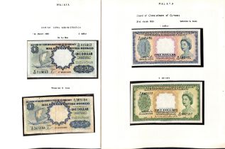 1953-59 Malaya, Board of Commissioners notes comprising 21st March 1953 $1 A/62 145491 and $5 A/29