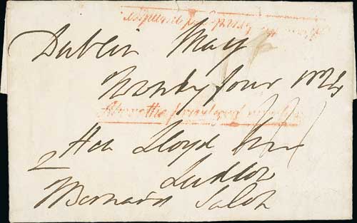 1824 (May 24) Entire letter from Dublin to London handstamped red underlined "Above the privileged