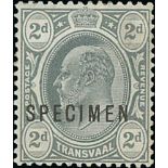 Transvaal. 1902 ½d - 10/- Set of twelve, 1903 £1, and 1909 unissued 2d grey, also Orange River