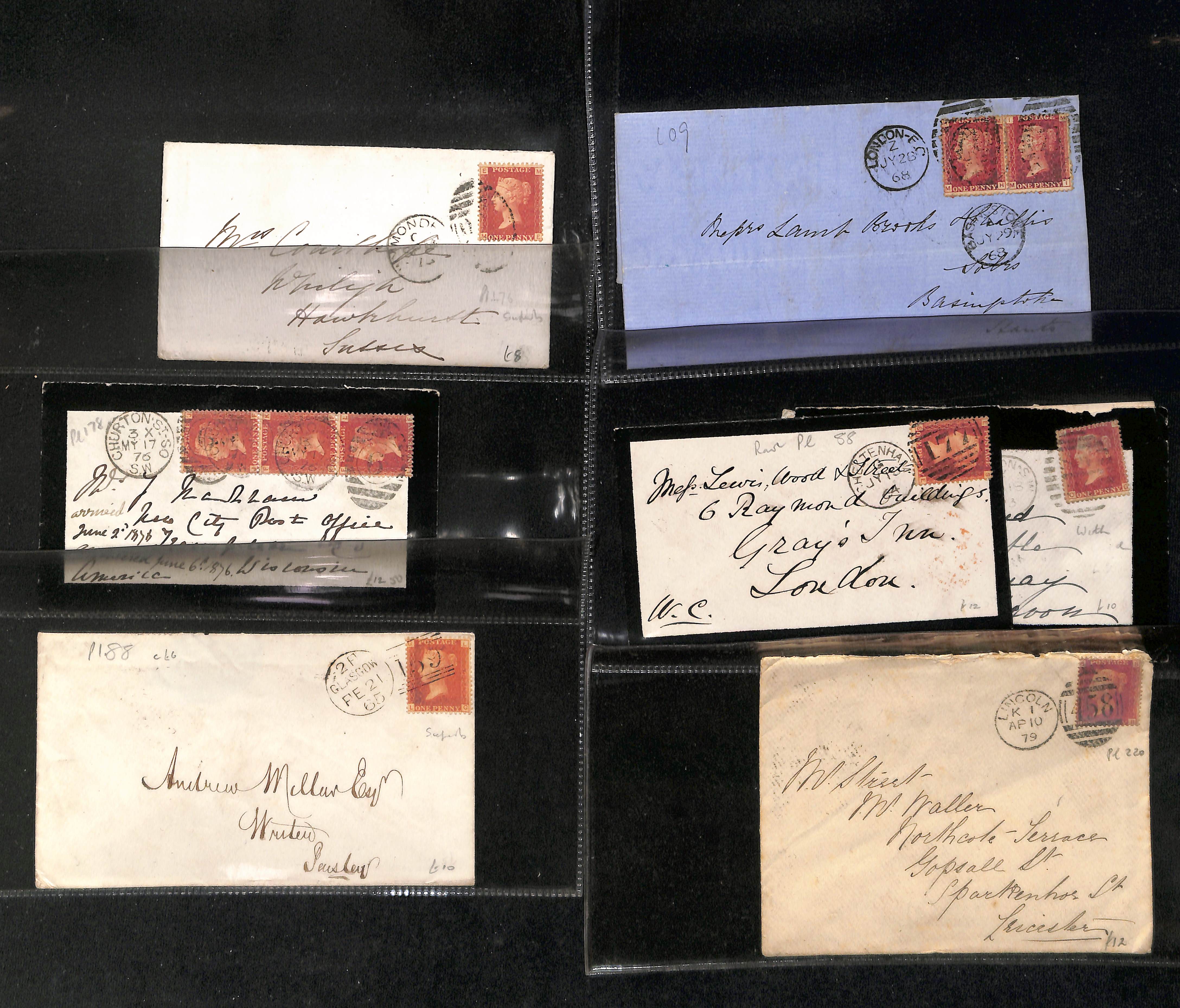 1854-80 Covers with 1d reds, comprising 1854-57 issues on blued paper (56), 1857-63 issues on - Bild 5 aus 5