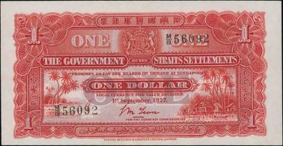 1927 (Sep 1st) Straits Settlements Government issue $1, serial M/19 56092, uncirculated, scarce in