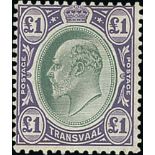 Transvaal. 1904-09 ½d - £1 Set of thirteen fine mint. S.G. 260/72, £500. (13). Photo on Page 254.
