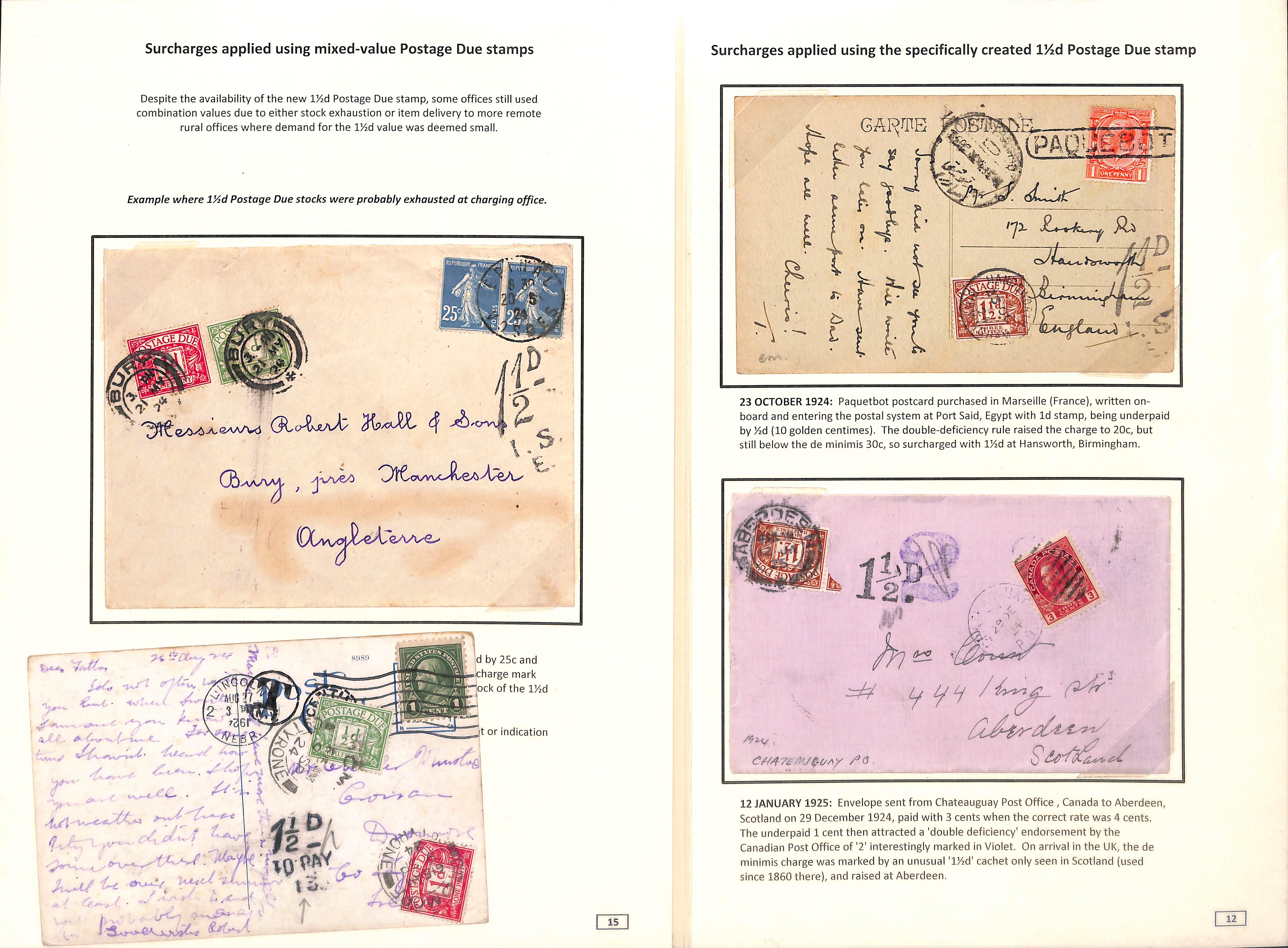 1½d Charges & Due Stamps. 1921-36 Covers and cards with 1½d charges or showing the use of the 1½d - Image 4 of 10