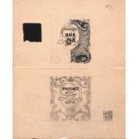 c.1912 Essays in pencil and indian ink for a 2d postage due stamp, the two essays similar in