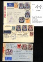 1941 (Feb/Apr) Covers from Rangoon, Maymyo or Namkhan to the USA, two censored, one with circular "