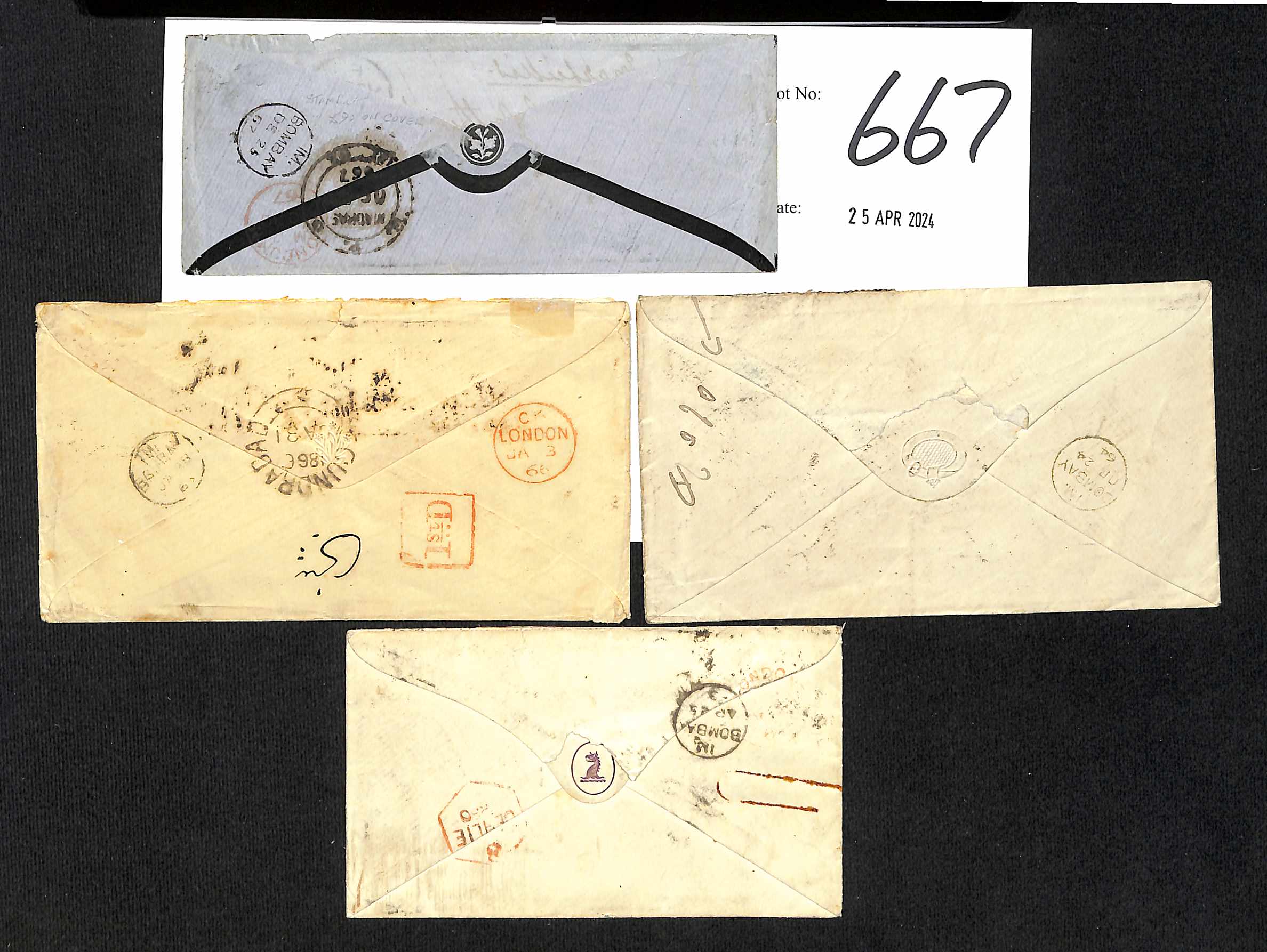 1863-67 Covers via Marseille charged the deficiency + 6d, with unframed "DEFICIENT POSTAGE / HALF - Image 2 of 2