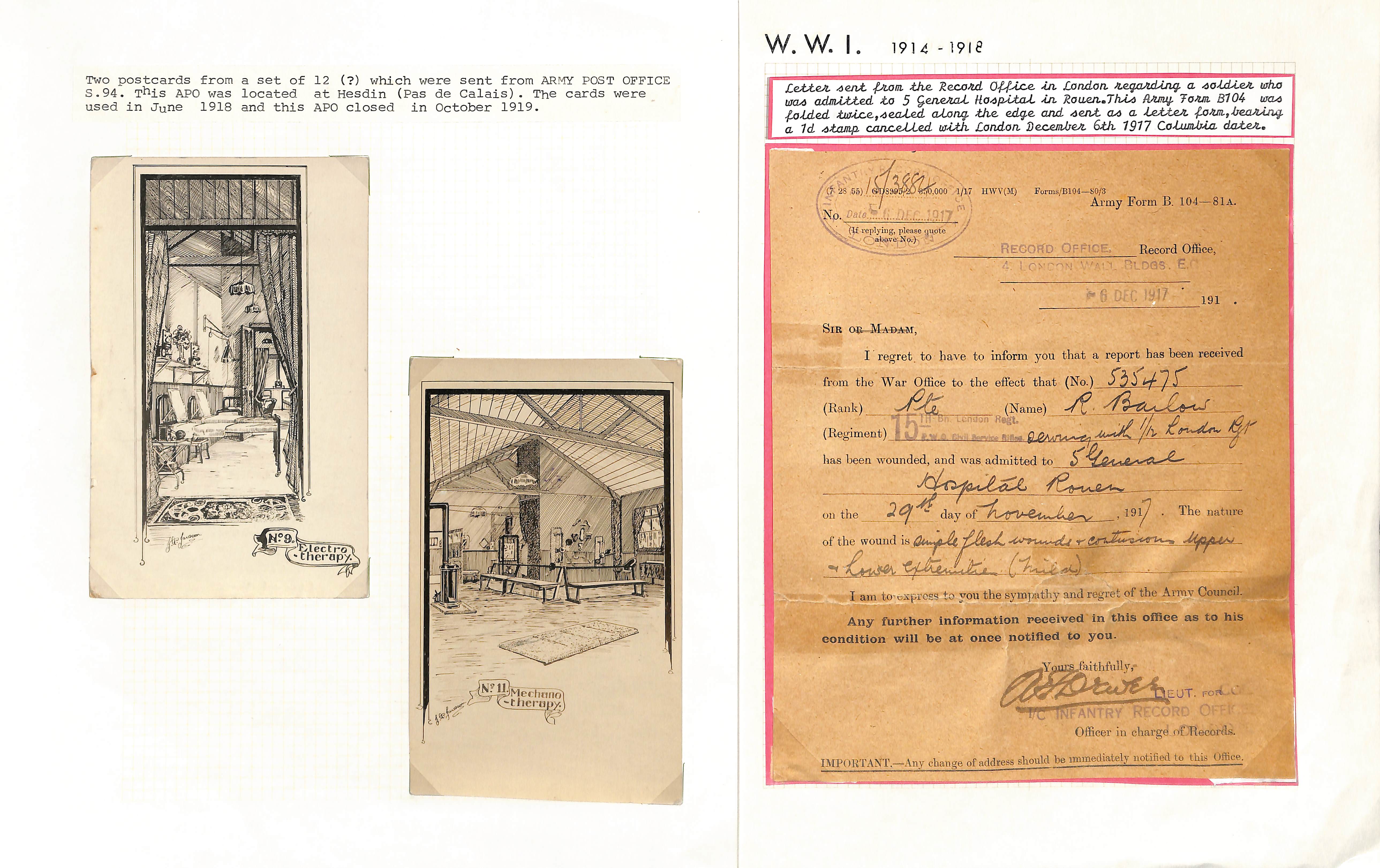 G.B. 1915-18 Covers and cards from soldiers in hospitals in G.B (8, six with cachets, also three - Image 7 of 11