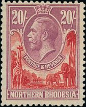 Northern Rhodesia. 1925-29 ½d - 20/- Set of seventeen, also 1938-52 1½d yellow-brown tick bird