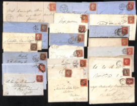 1854-79 Covers, entires and entire letters bearing perforated 1d reds (126), various perfs and
