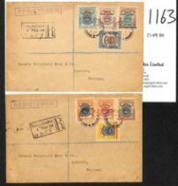 1908 (Feb 1) Two registered covers from Singapore to Whitfield King in England bearing 1906-07
