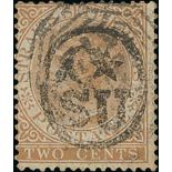 1878 2c Brown handstamped with Crescent Star and SU in oval device, used with Malacca "B/172"