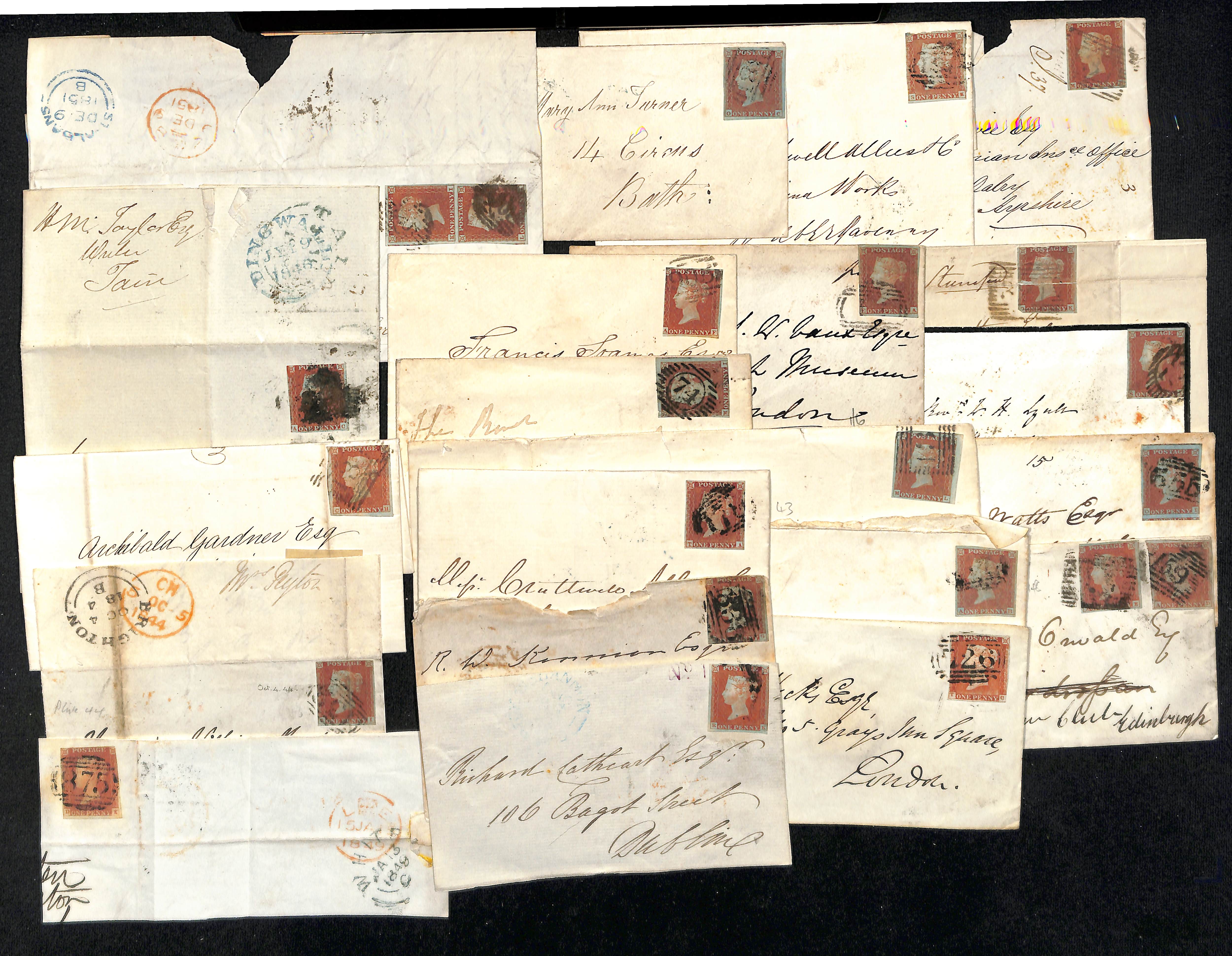 1841-54 Covers, entires and entire letters, also a few fronts and pieces, all bearing imperf 1d - Image 3 of 8