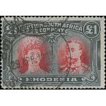 1910-13 Perf 15 £1 red and black, fine used. S.G. 179, £3,250. Photo on Page 214.