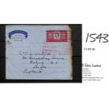 Maritime Mail. 1954 G.B Coronation Air Letter posted on board R.M.S. "Orcades" from Fremantle to