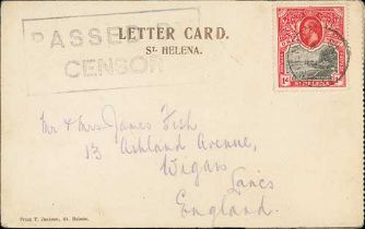 1918 (Apr 4) "Letter Card / St. Helena" with "From T. Jackson, St. Helena" in the lower left corner,